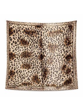 Leopard Print Satin Scarf 20x20 Women's Hair Tie Neck Wrist Wrap
